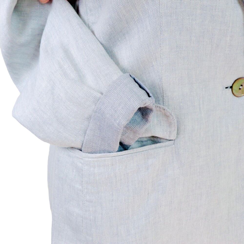 J Jill Size M Linen Lurex Single Button Lightweight Blazer Jacket Gray - Picture 6 of 10